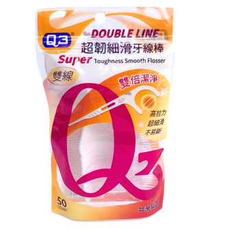 Q3超韌細滑雙線牙線棒 50支